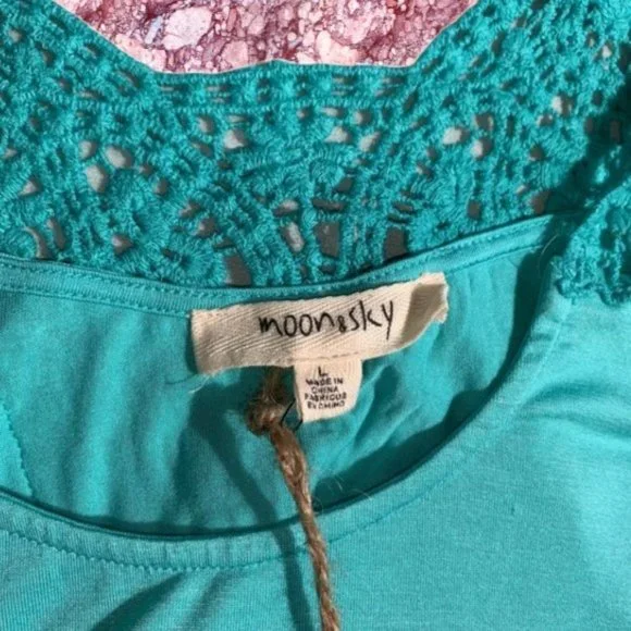 NWT - Moon & Sky Crocheted Tank Top (Teal) - Size Large - Picture 11 of 11